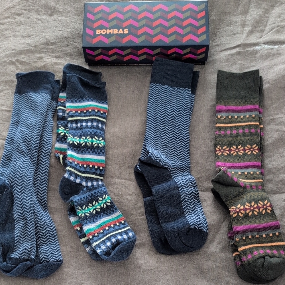 Bombas Men's Multicolor Patterned Socks Set Size Large